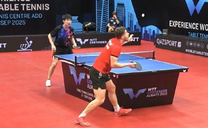 黄友政错失赛点2-3惜败法国选手,止步阿拉木图站男单16强